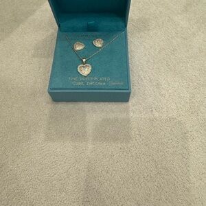 Silver Heart Necklace Set